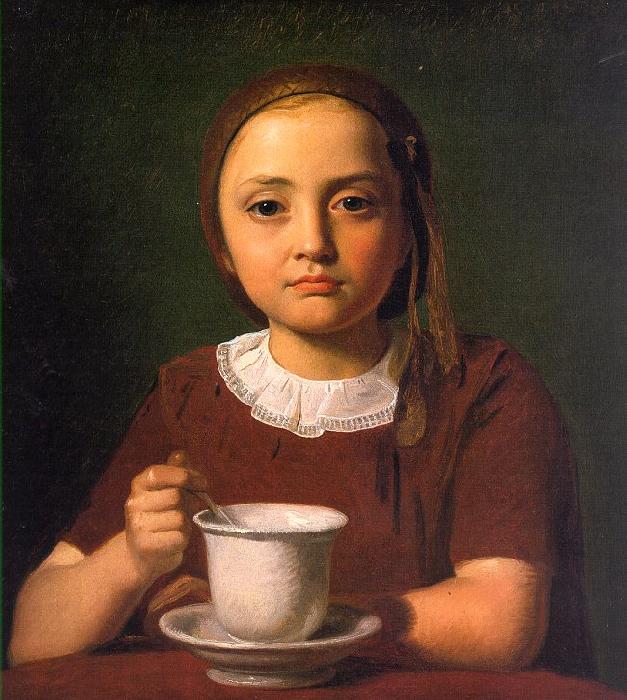 Constantin Hansen Little Girl with a Cup oil painting picture